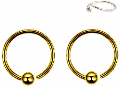 GadgetsDen Gold-plated Plated Stainless Steel Nose Ring(Pack of 2)