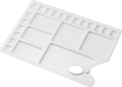 Kebica Acrylic 17 Paint Wells Palettes  with Lid(Set of 1, White)