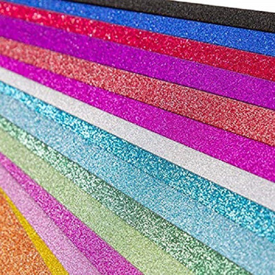 Eclet Self Adhesive Sticky 10 A4 Size Glitter Sparkles Foam Sheet with Sticky Pack of 10 Sheets (10 Colours x 1 Pcs Each) A4 240 gsm Coloured Paper(Set of 1, Fluorescent)