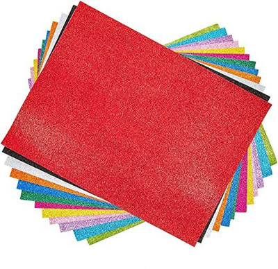 Eclet Self Adhesive Sticky10 A4 Size Glitter Sparkles Foam Sheet with Sticky Pack of 10 Sheets (10 Colours x 1 Pcs Each) A4 200 gsm Coloured Paper(Set of 1, Multicolor)