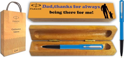 PARKER Beta Neo Ball Pen with Wooden Thanks Dad Gift Box Ball Pen and Gift Bag (Blue) Ball Pen(Blue)