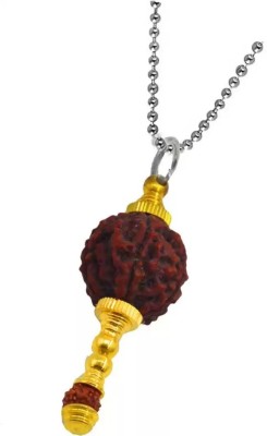 NICELIFE COLLECTIONS Lord Shiva Bholenath Damaru Locket Rudraksha Mala Gold-plated Beads Brass Locket Gold-plated Brass