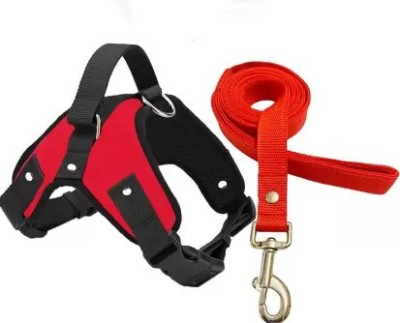 Hundur Store Harness With Strong Holder to Lift with Chokefree Comfort Dog Harness & Leash Dog Harness & Leash(Medium, Red Harness & Leash)