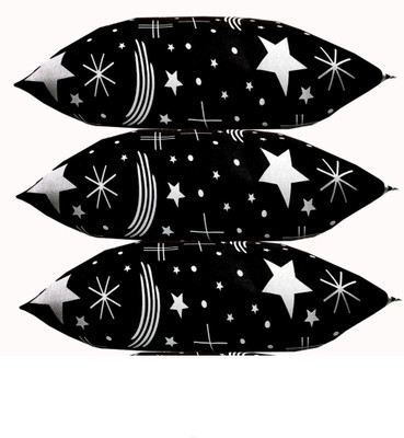 PALVIT Microfibre Abstract Sleeping Pillow Pack of 3(Black)