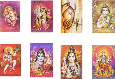 Combo of 8 Beautiful poster | Gloss Laminated Paper Printing | Radha Krishna, Lord Shivashanker, Veer Hanuman ji, Maa Durga & God Ganesha Wall Poster| Wall Painting (Wall Poster Without Frame Fine Art Print) (12 inch X 18 inch, Rolled Over Hard Cardboard Pipe). Paper Print(18 inch X 12 inch, Rolled)