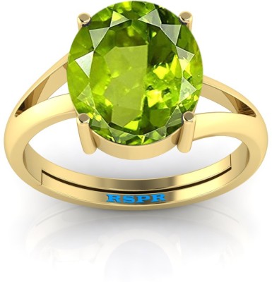 TODANI JEMS 9.25 Ratti 8.60 Carat Certified Natural Green Gemstone Adjustable Anguthi Brass Peridot Ring