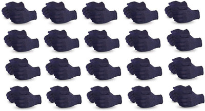 Safetify Raga Safety Unisex Cotton Knitted Hand Gloves (Navy Blue) -20 Pairs Polyester  Safety Gloves(Pack of 20)
