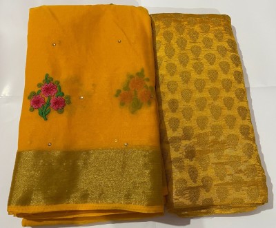 Durga Emporio Embellished Bollywood Chiffon Saree(Yellow)