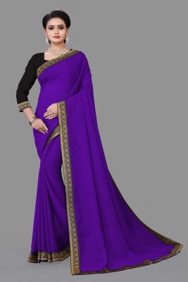 Ophelia Solid/Plain Bollywood Georgette Saree(Purple)