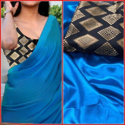 Arpita Fashion Solid/Plain Bollywood Silk Blend Saree(Light Blue)
