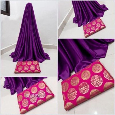 Arpita Fashion Solid/Plain Bollywood Silk Blend Saree(Purple)