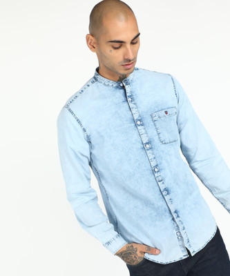 Louis Philippe Jeans Men Solid Casual Blue Shirt