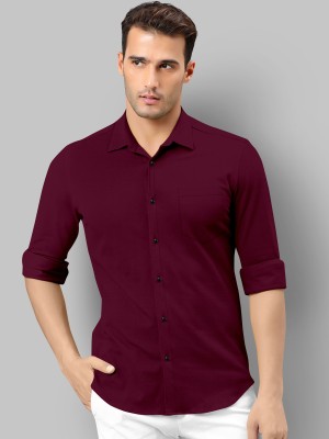 LUQATTI Men Solid Casual Maroon Shirt