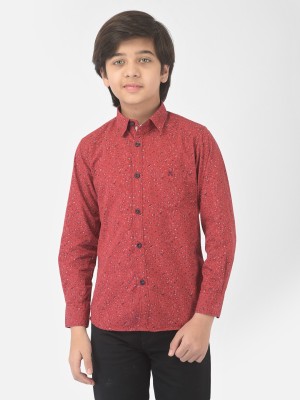 CRIMSOUNE CLUB Boys Printed Casual Maroon Shirt