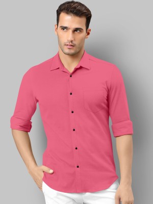 LUQATTI Men Solid Casual Pink Shirt