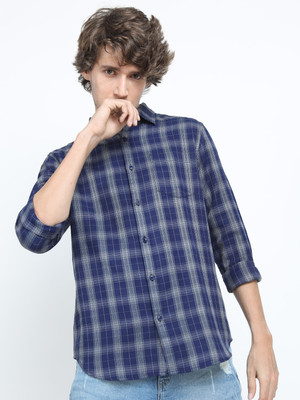 KETCH Men Checkered Casual Multicolor, Blue, Grey Shirt