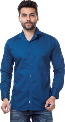 Moudlin Men Solid Casual Blue Shirt