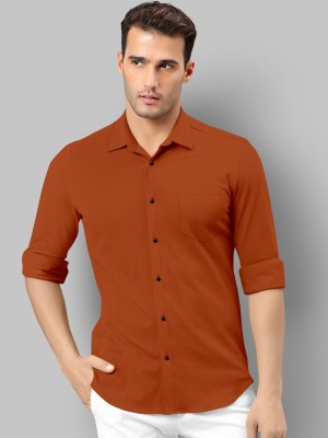 LUQATTI Men Solid Casual Orange Shirt