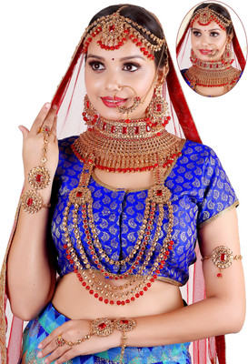 SHIV SHAKTI JEWELLERS Alloy Gold-plated Red Jewellery Set(Pack of 1)