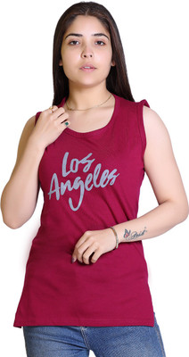 Ogarti Typography Women Round Neck Purple T-Shirt