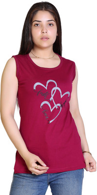 Ogarti Graphic Print Women Round Neck Purple T-Shirt