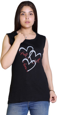 Ogarti Graphic Print Women Round Neck Black T-Shirt