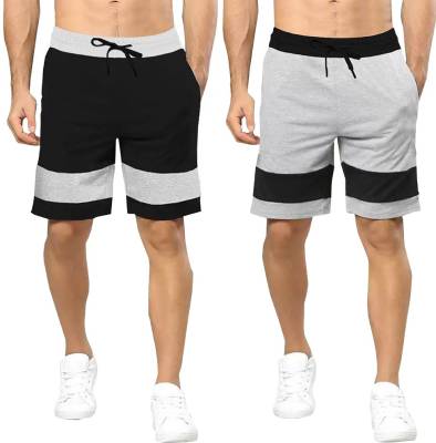 Color Block Men Black, Grey Regular Shorts