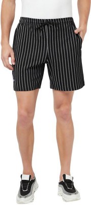 TT Striped Men Black Bermuda Shorts