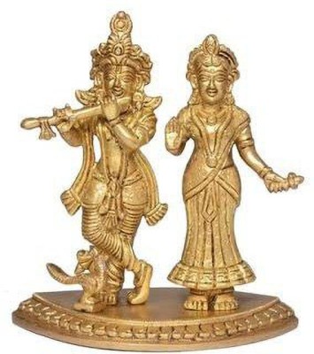 vrindavan shopi Shri Radha Krishna Decorative puja Idol for Home Temple 1600gms Decorative Showpiece  -  20 cm(Brass, Gold)