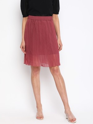 MAYRA Self Design Women Pleated Pink Skirt