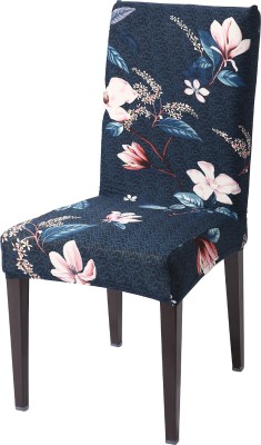 HOKiPO Polyester Floral Chair Cover(Blue Mixed Flowers Pack of 1)