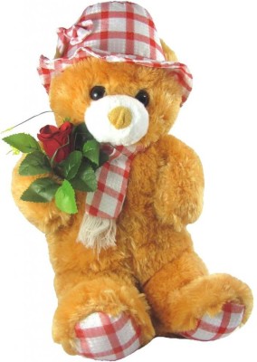Tickles Stuffed Soft Plush Toy Kids Birthday Teddy Bear With Rose  - 45 cm(Brown)