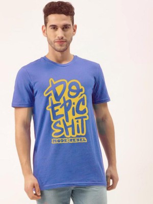 Young trendz Conversational Men Round Neck Blue T-Shirt