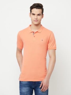 CRIMSOUNE CLUB Solid Men Polo Neck Orange T-Shirt