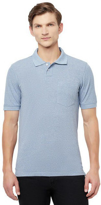 Hiflyers Self Design Men Polo Neck Light Blue T-Shirt