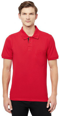 Hiflyers Solid Men Polo Neck Red T-Shirt