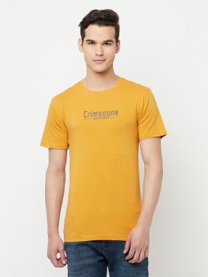 CRIMSOUNE CLUB Printed Men Round Neck Yellow T-Shirt