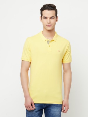 CRIMSOUNE CLUB Solid Men Polo Neck Yellow T-Shirt