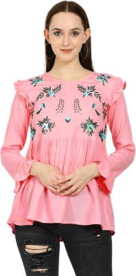 FASHION AARTI Casual Embroidered Women Pink Top