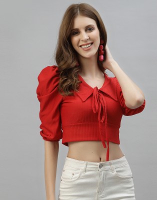 Selvia Casual Solid Women Red Top