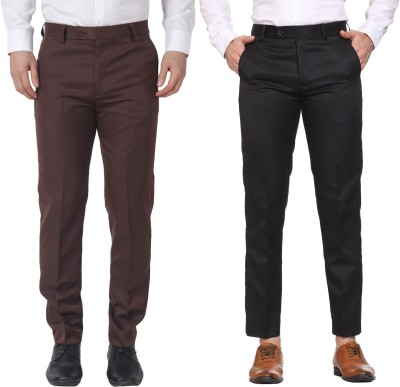 Maleno Slim Fit Men Brown, Black Trousers