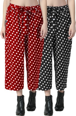 Y M ENTERPRISES Regular Fit Women Black, Red Trousers