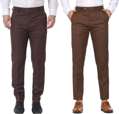 Maleno Slim Fit Men Brown Trousers