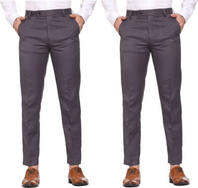 Maleno Slim Fit Men Grey Trousers