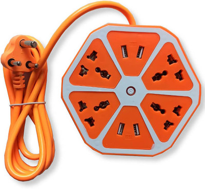 G2L MULTI-FUNCTION DESIGN 4 Outlet + 4 USB ports+ 1.8M/6ft Extension cord EXTENSION Socket with 4 USB Slot and 4 Power Socket, Extension Cord Board USB Hub(Orange)