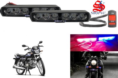 SHOP4U 6 LED Red Blue Flasher Warning Police Strobe LED Light for Splendor Pro License Plate Light Motorbike LED for Hero (12 V, 10 W)(Splendor Pro, Pack of 3)