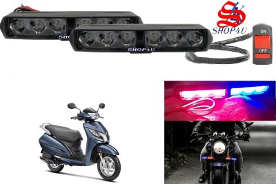 SHOP4U 6 LED Red Blue Flasher Warning Police Strobe LED Light for Honda Activa 6G License Plate Light Motorbike LED for Honda (12 V, 10 W)(Activa 125, Pack of 3)