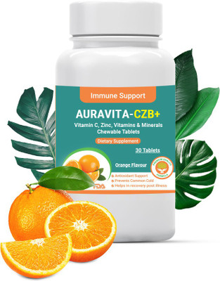 AURAVITA-C AURAVITA-CZB+ Vitamin C Chewable Tablets with Vitamin B Complex, D & E, Zinc(30 Tablets)