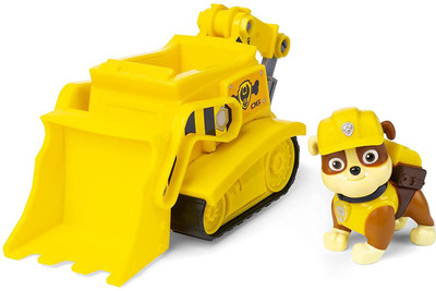 PAW PATROL Rubble's Diggin' Bulldozer with Collectible Figure, for Kids Aged 3 and up(Yellow)