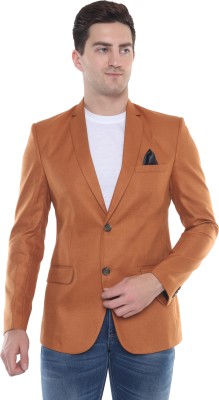 DKGF FASHION Solid Single Breasted Casual Men Blazer(Yellow)